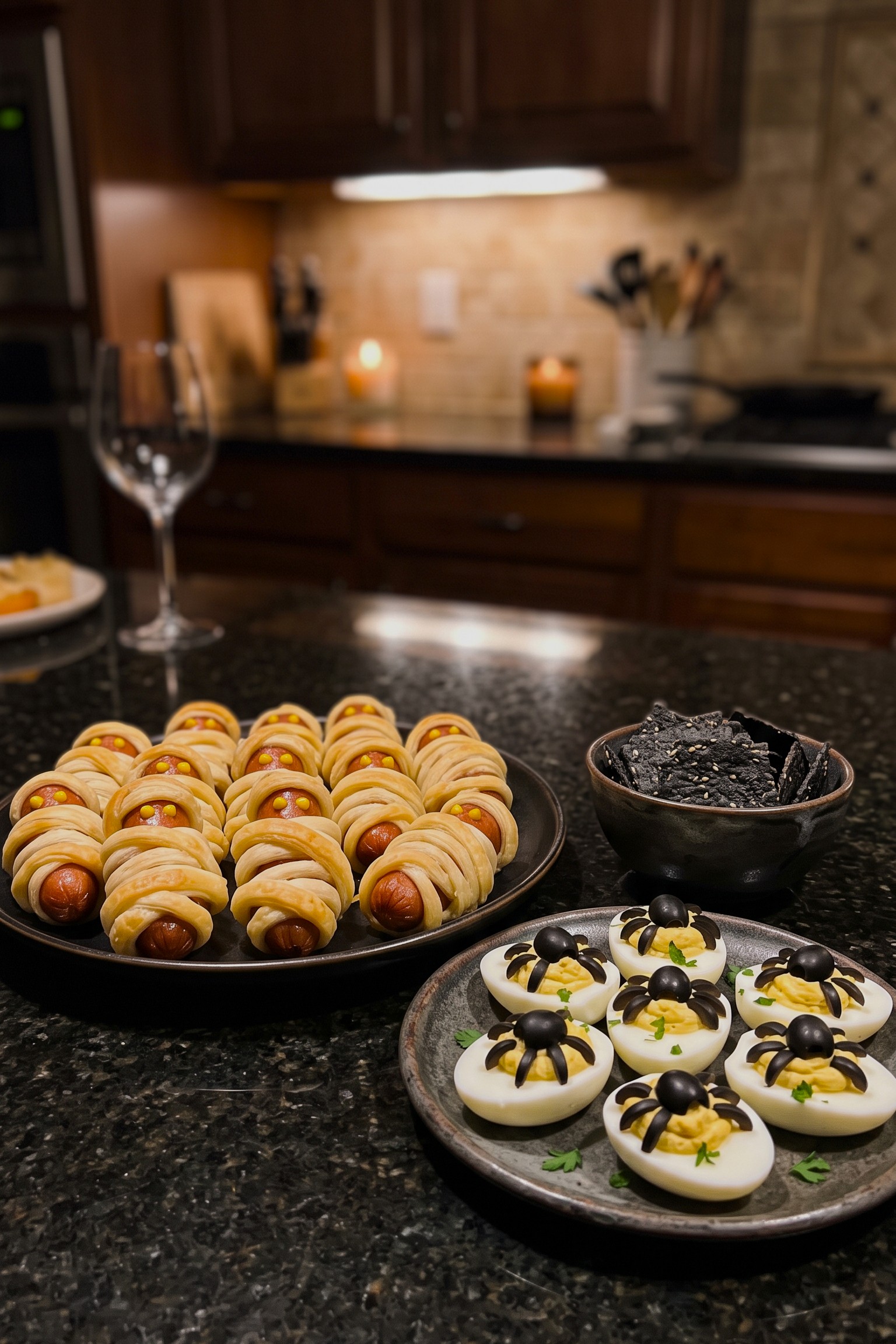 Mummy Sausage Rolls and Spider Deviled Eggs