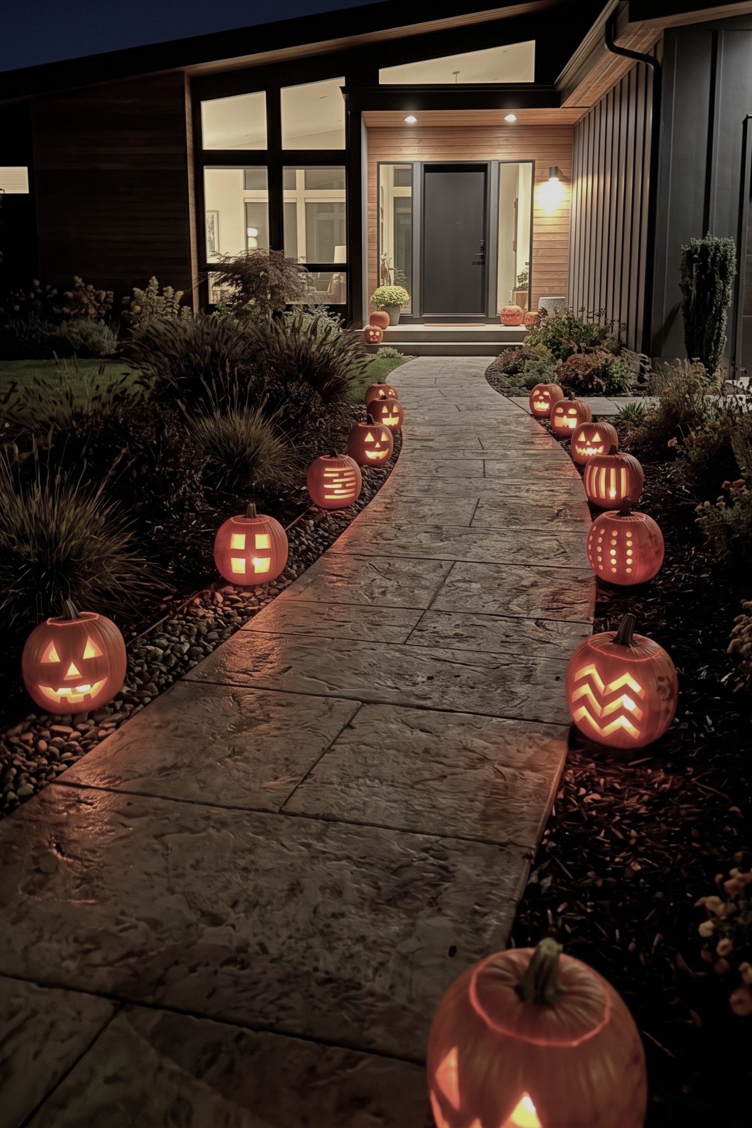 Glowing Jack-o'-Lantern Pathway Markers