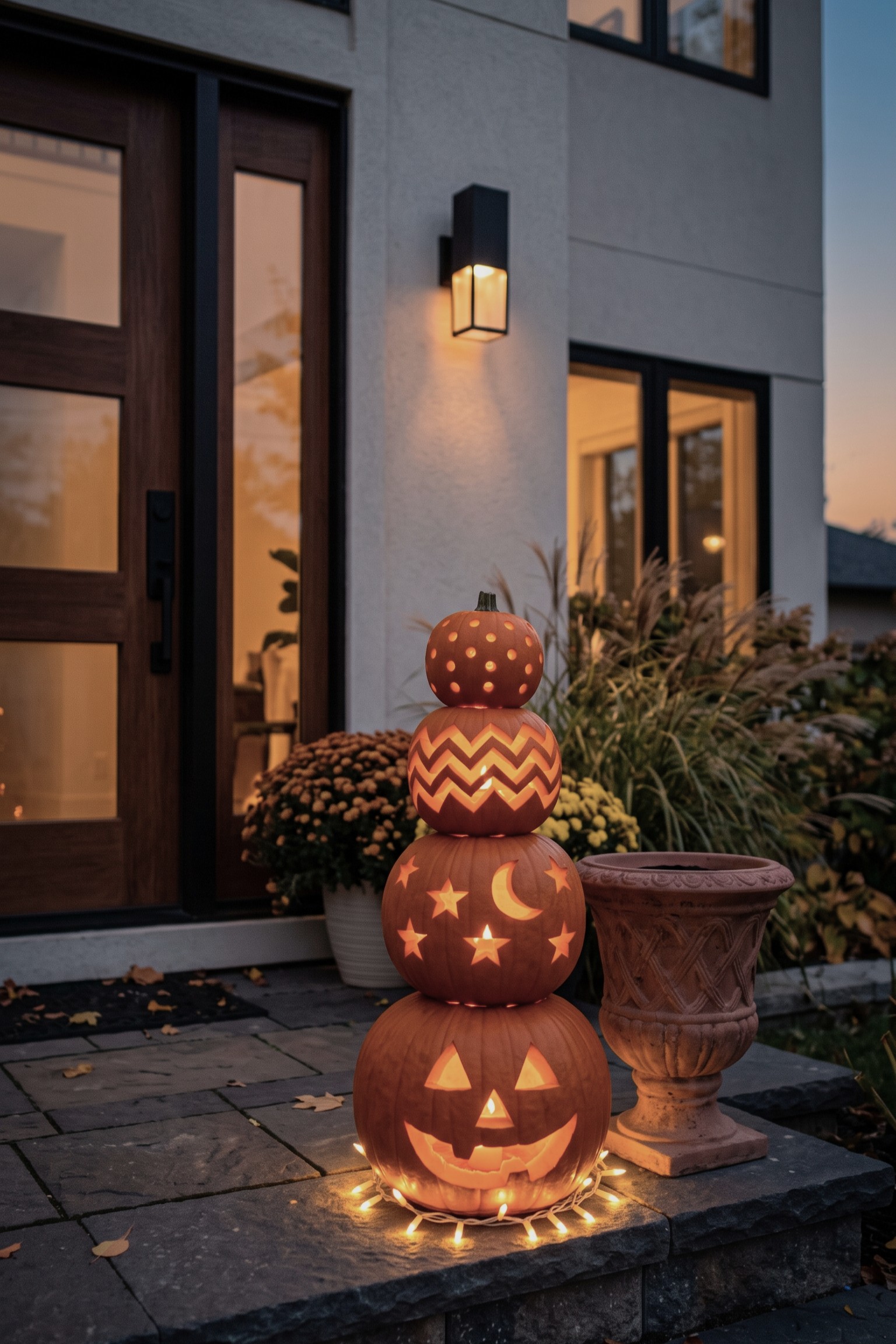 Carved Pumpkin Stack Column